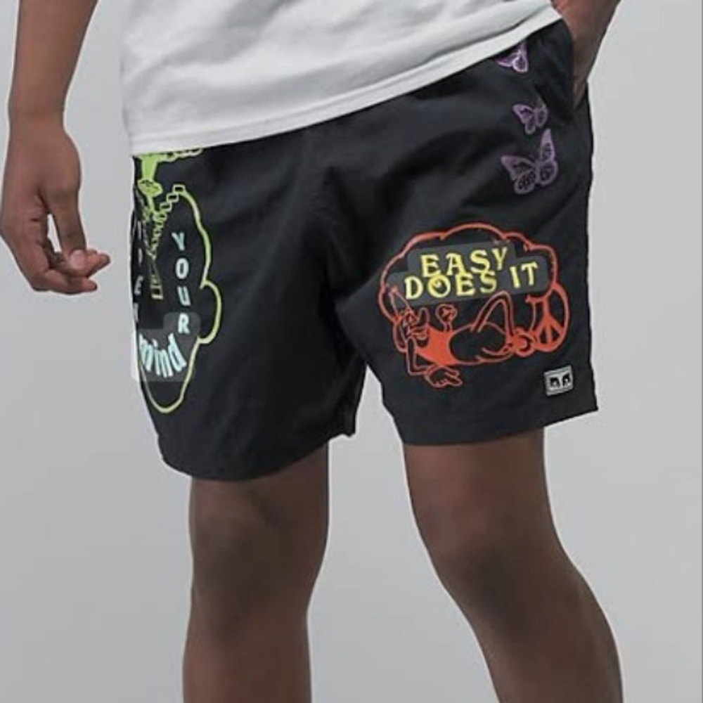Obey Black Shorts‎ with Colorful Graphics Size S